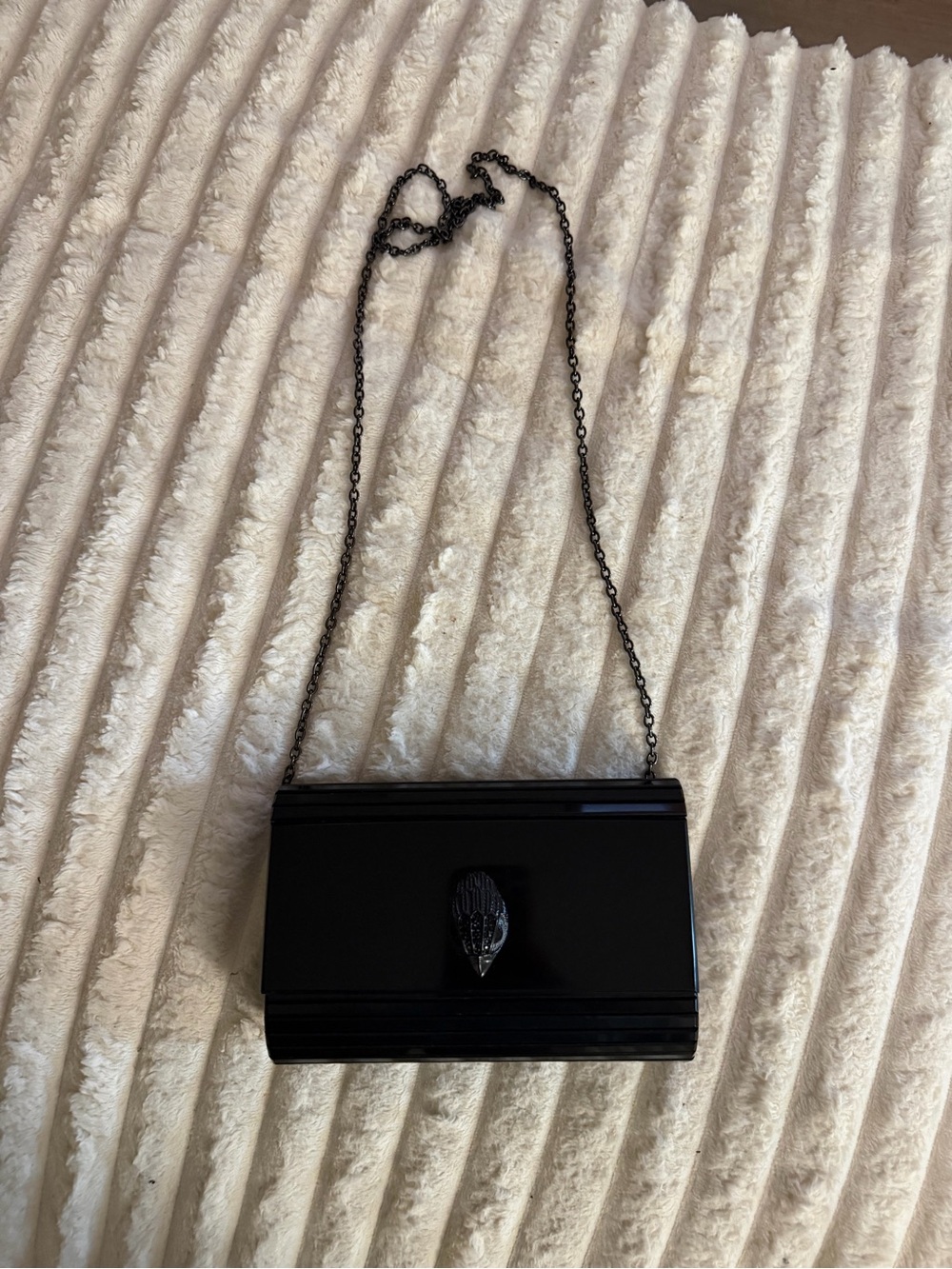 Kurt Geiger Black Chain-Handle Clutch with Embellished Clasp
